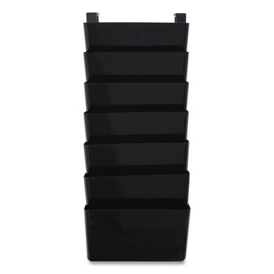 Unbreakable Plastic Wall File, 7 Sections, Letter Size, 13&quot; x 3.81&quot; x 30.78&quot;, Black