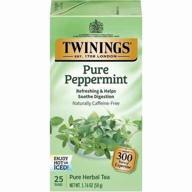 Twinings of London Pure Peppermint Herbal Tea Bag - 1.8 oz - 25 / Box