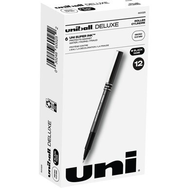 7520013496303 uniball&amp;trade; Deluxe Rollerball Pens - Micro Pen Point - 0.5 mm Pen Point Size - Black - Gray Barrel - 1 / Each