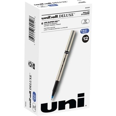 uniball&amp;trade; Deluxe Rollerball Pens - Fine Pen Point - 0.7 mm Pen Point Size - Blue - Champagne Barrel - 1 / Each