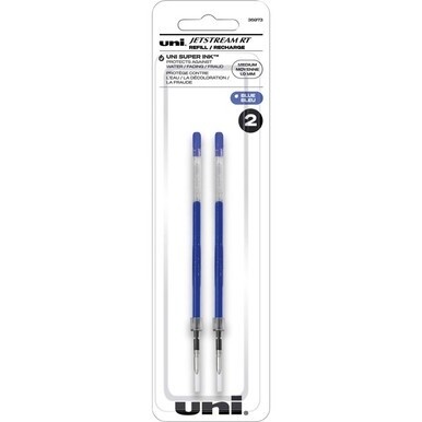 uni&amp;reg; Jetstream RT Ballpoint Pen Refills - 1 mm, Medium Point - Blue Ink - Super Ink, Water Resistant Ink, Fade Resistant, Fraud Resistant - 2 / Pack