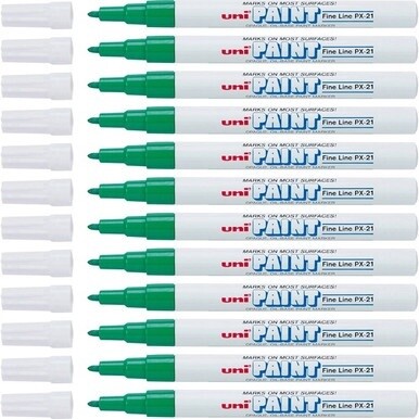 uni&amp;reg; uni-Paint PX-21 Oil-Based Marker - Fine Marker Point - Green Oil Based Ink - 1 Dozen