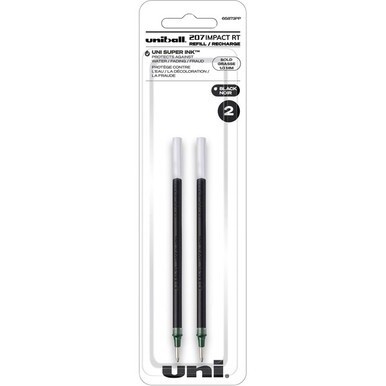 uniball&amp;trade; 207 Impact RT Gel Pen Refill - 1 mm, Bold Point - Black Ink - Acid-free, Fade Proof, Water Proof, Super Ink - 2 / Pack