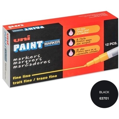 uni&amp;reg; uni-Paint PX-21 Oil-Based Paint Marker - Fine Marker Point - Retractable - Black - Rubber Barrel - 1 Each