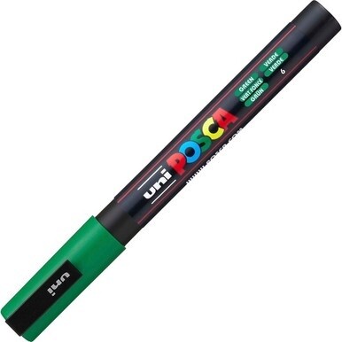 GSA MAS uni&amp;reg; Posca PC-3M Paint Markers - Fine Marker Point - Green Water Based, Pigment-based Ink - 6 / Pack