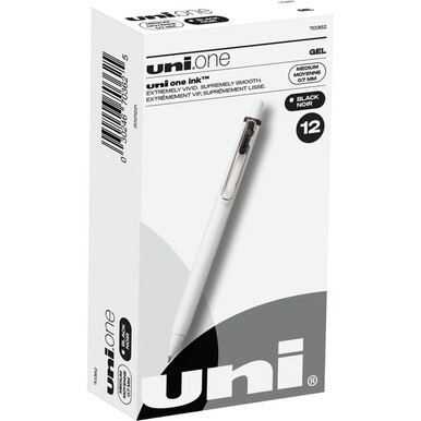 uni&amp;reg; ONE Gel Pen - Medium Pen Point - 0.7 mm Pen Point Size - Black Gel-based Ink - 1 Dozen