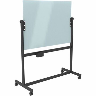 U Brands Magnetic Glass Dry Erase Board Rolling Easel - 35&quot; (2.9 ft) Width x 47&quot; (3.9 ft) Height - Frosted White Tempered Glass Surface - Rectangle - Horizontal - Floor Standing, Portable - Magnetic -