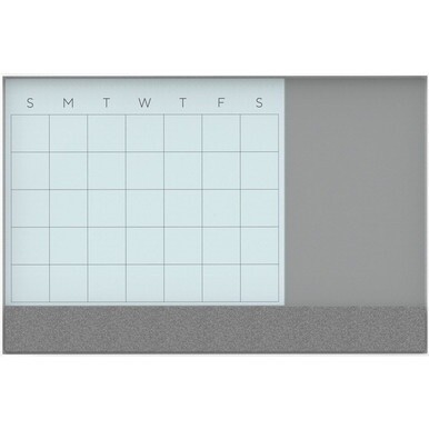U Brands Magnetic Glass Dry Erase 3-in-1 Calendar Board - 35&quot; (2.9 ft) Width x 47&quot; (3.9 ft) Height - White Tempered Glass Surface - White Aluminum Frame - Rectangle - Horizontal - Magnetic - 1 Each