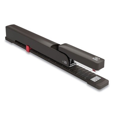 Long Reach Stapler, 20-Sheet Capacity, 12&quot; Throat, Black
