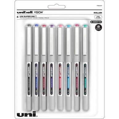 uniball&amp;trade; Vision Rollerball Pen - Bold Pen Point - 0.7 mm Pen Point Size - Assorted Liquid Ink - 8 / Pack