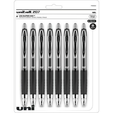 uniball&amp;trade; 207 Gel Pen - Medium Pen Point - 0.7 mm Pen Point Size - Conical Pen Point Style - Refillable - Retractable - Black Gel-based Ink - Translucent Black Plastic Barrel - Tungsten Carbide T