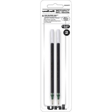 uniball&amp;trade; 207 Impact Gel Pen Refill - 1 mm, Bold Point - Black Ink - Acid-free, Water Resistant, Fade Resistant, Super Ink - 2 / Pack