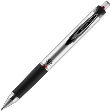 uniball&amp;trade; 207 Impact RT Gel Pen - Bold Pen Point - 1 mm Pen Point Size - Refillable - Retractable - Red Gel-based Ink - Gray, Silver Barrel - 1 Each