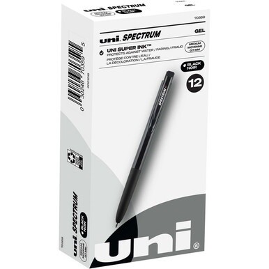 uni&amp;reg; Spectrum Gel Pen - Medium Pen Point - 0.7 mm Pen Point Size - Black Gel-based Ink - 1 Dozen