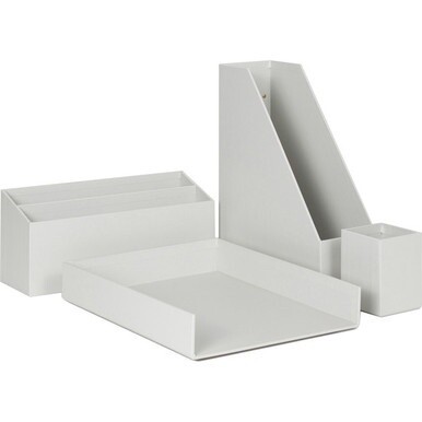 U Brands 4 Piece Desk Organization Kit - 4.1&quot; Height x 9.8&quot; Width12&quot; Length%Desktop - Sturdy, Lightweight - Gray - Chipboard, Paper - 1 Each