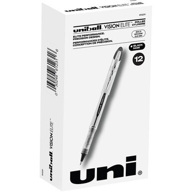 uniball&amp;trade; Vision Elite Rollerball Pens - Bold Pen Point - 0.8 mm Pen Point Size - Refillable - Black Gel-based Ink - 1 Each