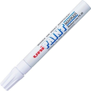 uni&amp;reg; uni-Paint PX-20 Oil-Based Paint Marker - Medium Marker Point - White Oil Based Ink - White Barrel - 1 Each