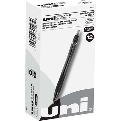 uni&amp;reg; Jetstream Elements Ballpoint Pen - Medium Pen Point - 1 mm Pen Point Size - Black Gel-based Ink - 1 Dozen