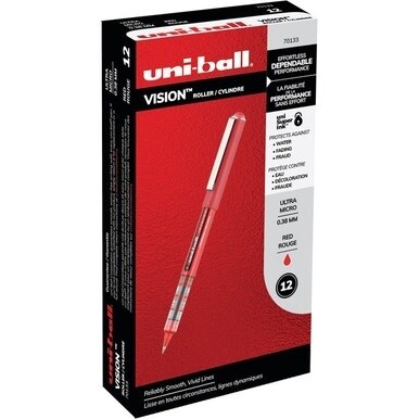 uniball&amp;trade; Vision Rollerball Pen - Ultra Micro Pen Point - 0.38 mm Pen Point Size - Red - 1 Each
