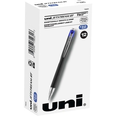 uni&amp;reg; Jetstream RT Ballpoint Pen - Medium Pen Point - 1 mm Pen Point Size - Retractable - Blue Pigment-based Ink - 1 Dozen