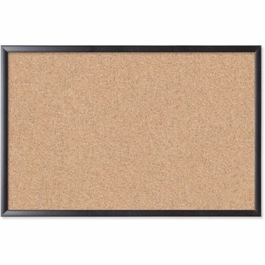 U Brands Cork Bulletin Board - 35&quot; X 23&quot; , Natural Cork Surface - Self-healing, Durable, Mounting System, Tackable, Sturdy - Black Wood Frame - 1