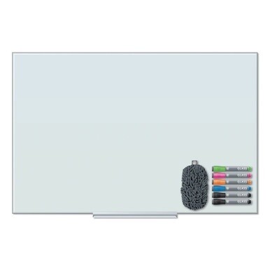 Floating Glass Dry Erase Board, 35 x 23, White
