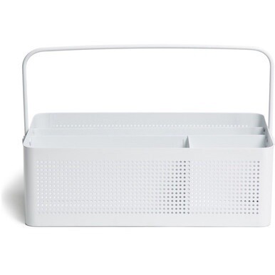 U Brands Perforated All-in-One Desktop Caddy - 4 Compartment(s) - Durable, Portable, Handle - Metal - 1 Each