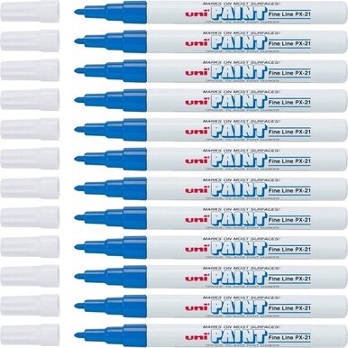 uniball&amp;trade; Uni-Paint PX-21 Oil-Based Fine Point Marker - Fine Marker Point - Blue Oil Based Ink - 1 Dozen