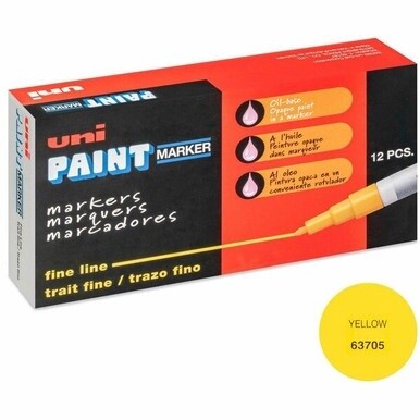 uni&amp;reg; uni-Paint PX-21 Oil-Based Marker - Fine Marker Point - Yellow Oil Based Ink - 1 Dozen