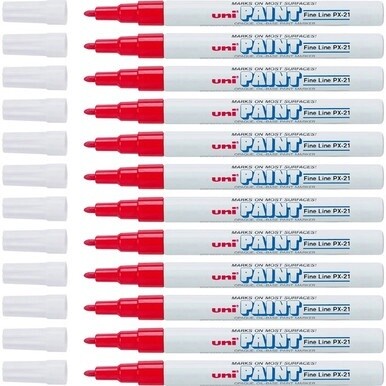uni&amp;reg; uni-Paint PX-21 Oil-Based Marker - Fine Marker Point - Red Oil Based Ink - 1 Dozen