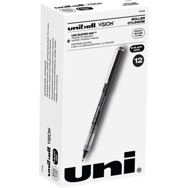 uniball&amp;trade; Vision Rollerball Pen - Broad Pen Point - 1 mm Pen Point Size - Black - Black Barrel - 1 Each