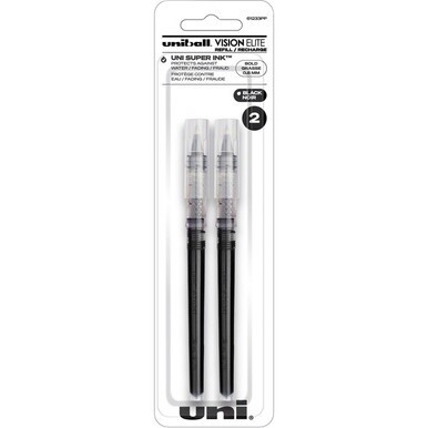 uniball&amp;trade; Vision Elite Rollerball Pen Refills - 0.80 mm, Bold Point - Black Ink - Water Resistant, Fade Resistant, Super Ink - 1 / Pack