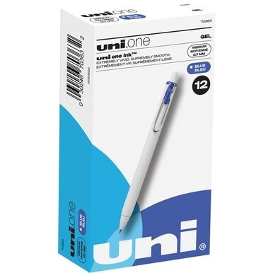 uni&amp;reg; ONE Gel Pen - Medium Pen Point - 0.7 mm Pen Point Size - Blue Gel-based Ink - 1 Dozen