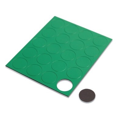 Heavy-Duty Board Magnets, Circles, Green, 0.75&quot; Diameter, 20/Pack