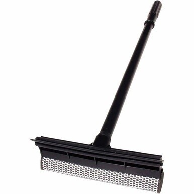 Unger Auto Squeegee Scrubber - 8&quot; Blade - 18&quot; Plastic Handle - Heavy Duty - Black