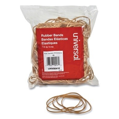 Rubber Bands, Size 18, 0.04&quot; Gauge, Beige, 4 oz Box, 400/Pack