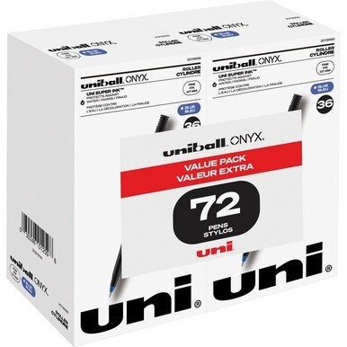 uniball&amp;trade; Onyx Rollerball Pens - 0.7 mm Pen Point Size - Conical Pen Point Style - Blue - 72 / Pack
