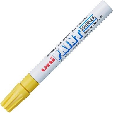 uni&amp;reg; uni-Paint PX-20 Oil-Based Paint Marker - Medium Marker Point - Yellow Oil Based Ink - White Barrel - 1 Each