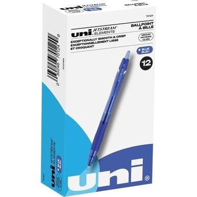 uni&amp;reg; Jetstream Elements Ballpoint Pen - Medium Pen Point - 1 mm Pen Point Size - Blue Gel-based Ink - 1 Dozen