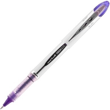 uniball&amp;trade; Vision Elite Rollerball Pen - Bold Pen Point - 0.8 mm Pen Point Size - Refillable - Violet Gel-based Ink - Light Gray Barrel - 1 Each