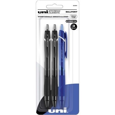 uni&amp;reg; Jetstream Elements Ballpoint Pen - Medium Pen Point - 1 mm Pen Point Size - Assorted Gel-based Ink - 3 / Pack