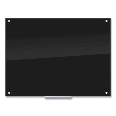 Glass Dry Erase Board, 47 x 35, Black Surface