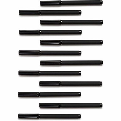 U Brands Catalina Soft Touch Midnight Porous Pens, 12 Count - 0.7 mm Pen Point Size - Matte Black Barrel - 12