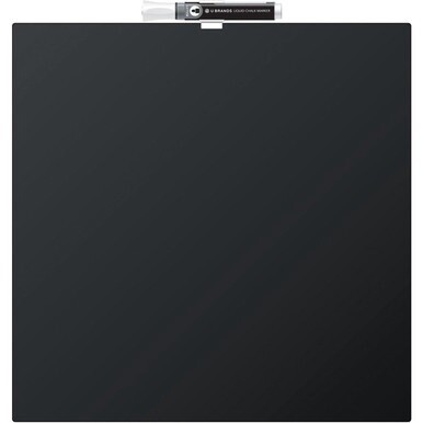 U Brands Magnetic Chalkboard - 14.67&quot; Height x 14&quot; Width - Black Painted Steel Surface - Square - Horizontal - 1 Each