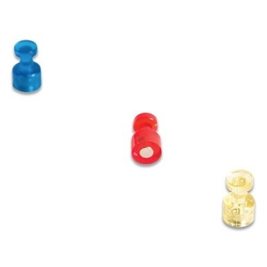 Magnetic Push Pins, Assorted Colors, 0.75&quot; Diameter, 6/Pack