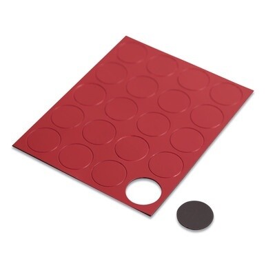Heavy-Duty Board Magnets, Circles, Red, 0.75&quot; Diameter, 20/Pack