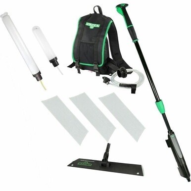 Unger Excella Floor Finishing Straight Kit 18&quot; - MicroFiber, Rubber - Black, Green, Gray - 1 Carton