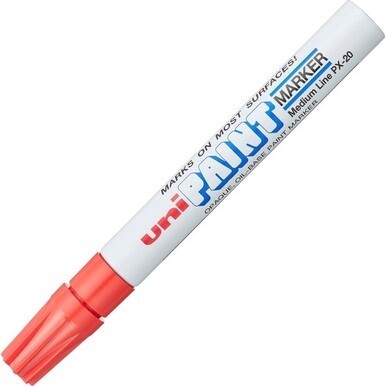 uni&amp;reg; uni-Paint PX-20 Oil-Based Paint Marker - Medium Marker Point - Red Oil Based Ink - White Barrel - 1 Each