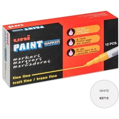 uni&amp;reg; Uni-Paint PX-21 Oil-Based Marker - Fine Marker Point - White Oil Based Ink - 1 Dozen