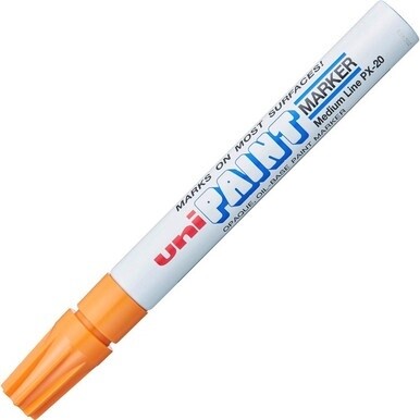 uni&amp;reg; uni-Paint PX-20 Oil-Based Paint Marker - Medium Marker Point - Orange Oil Based Ink - White Barrel - 1 Each